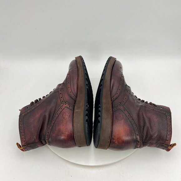 Men's Brown Leather Brogue Boots - Picture 8 of 16